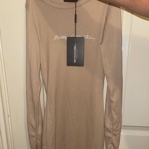 Stone Embroidered Ribbed Mini Dress